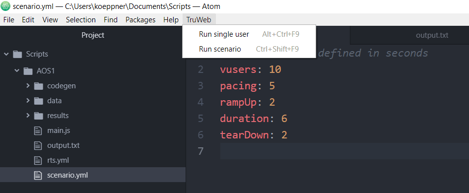TruWeb - Run Scenario - Atom.io